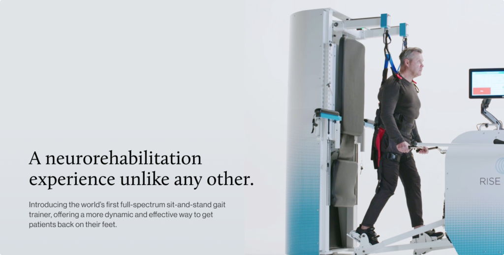 Patient using the Rise and Walk rehabilitation system