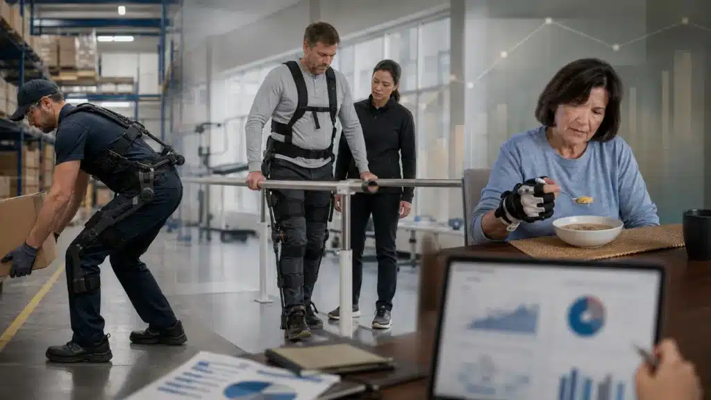 Exoskeleton users in industrial, rehabilitation and daily-living settings