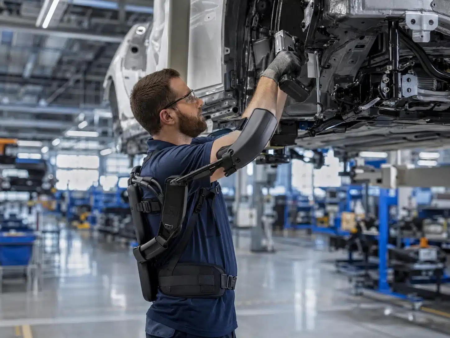 Exoskeleton used during industrial work