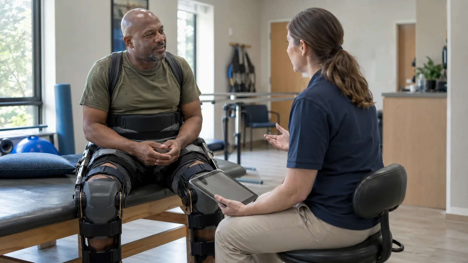 Lower-limb rehabilitation exoskeleton with clinician